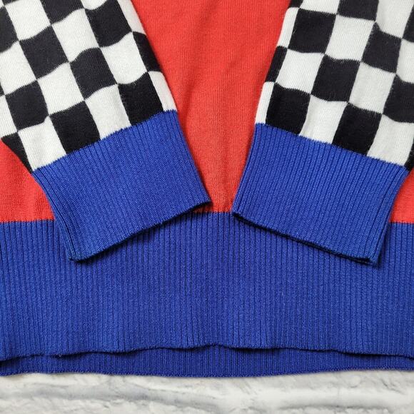 Love Moschino Race Theme Boop Babe Logo Sweater Stars Red Blue White size Small - Picture 13 of 16